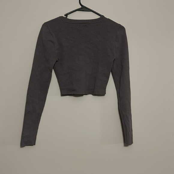 Grey Long Sleeve Crop Sweater - Picture 2 of 2